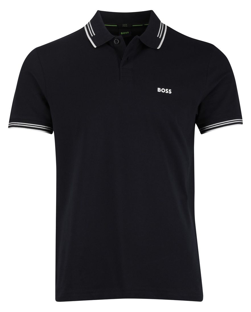 Boss Green Paul polo donkerblauw effen korte mouw