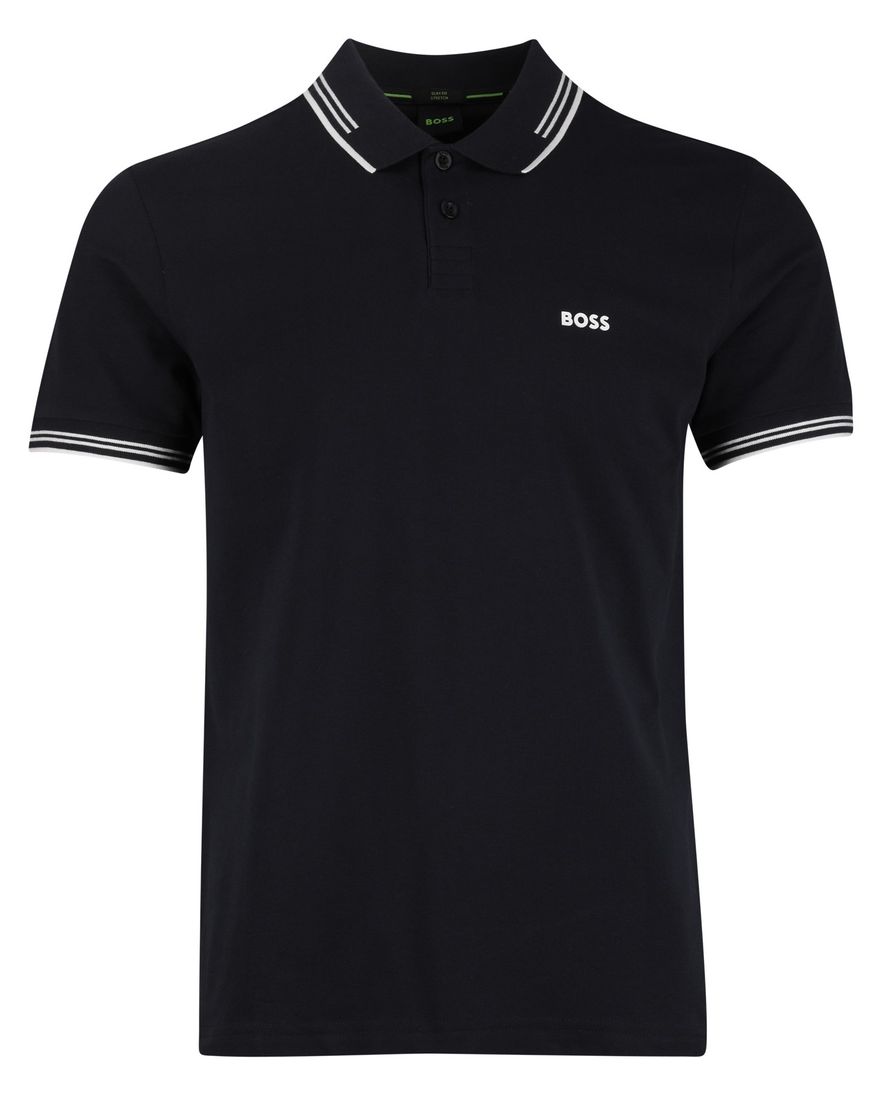 Boss Green Paul polo donkerblauw effen korte mouw