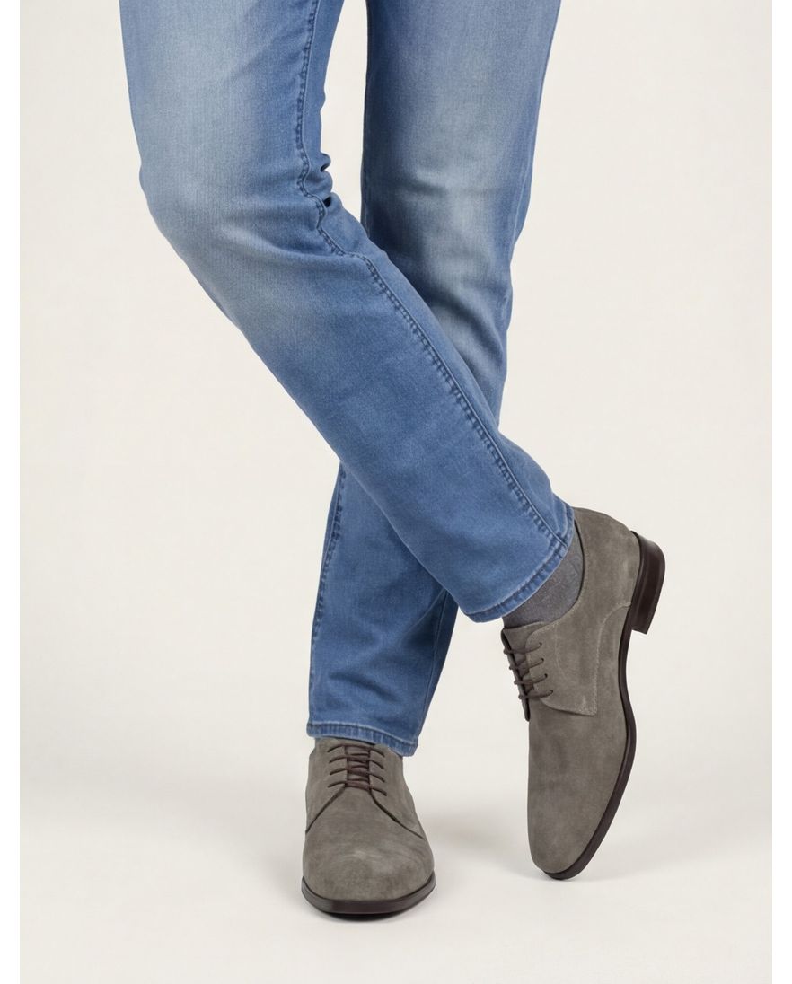 Giorgio lage veterschoen leer grijs