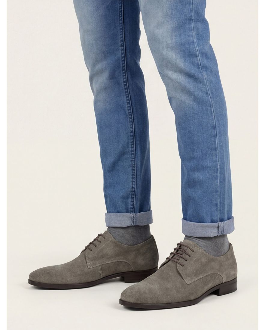 Giorgio lage veterschoen leer grijs