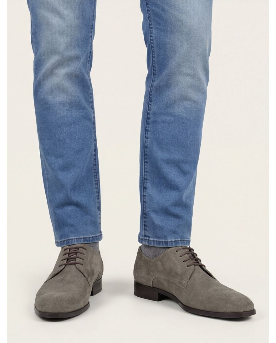 Giorgio lage veterschoen leer grijs