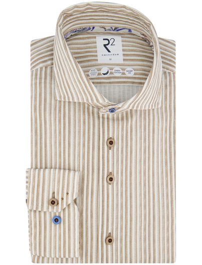 R2 R2 overhemd bruin gestreept normale fit