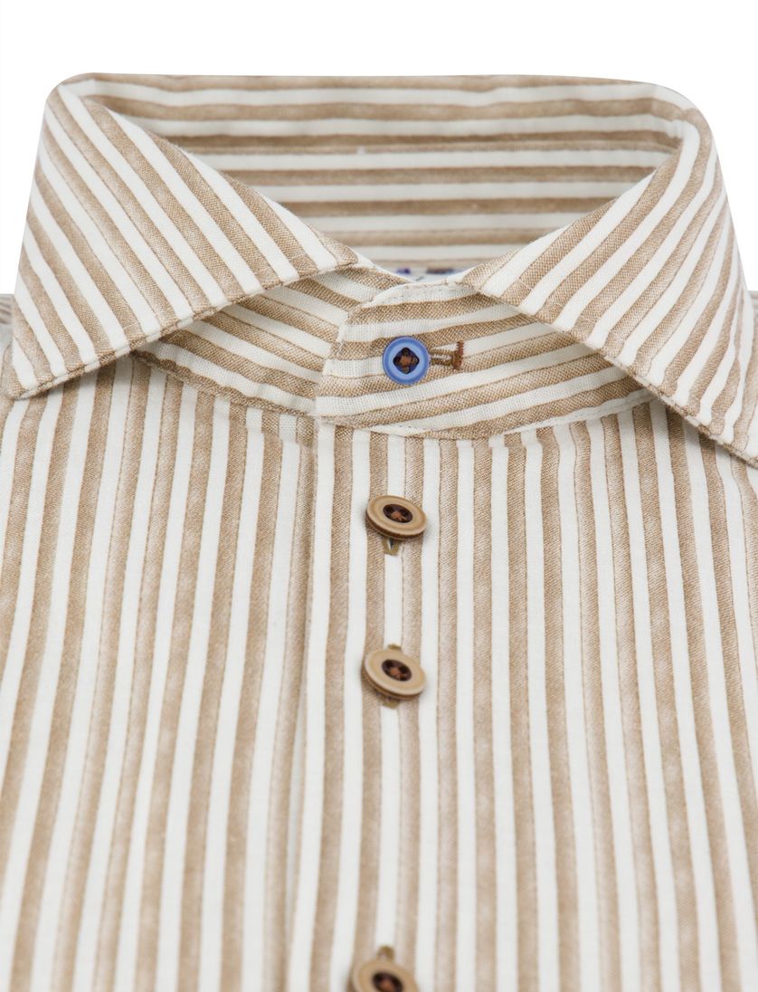 normale fit katoen R2 overhemd bruin gestreept