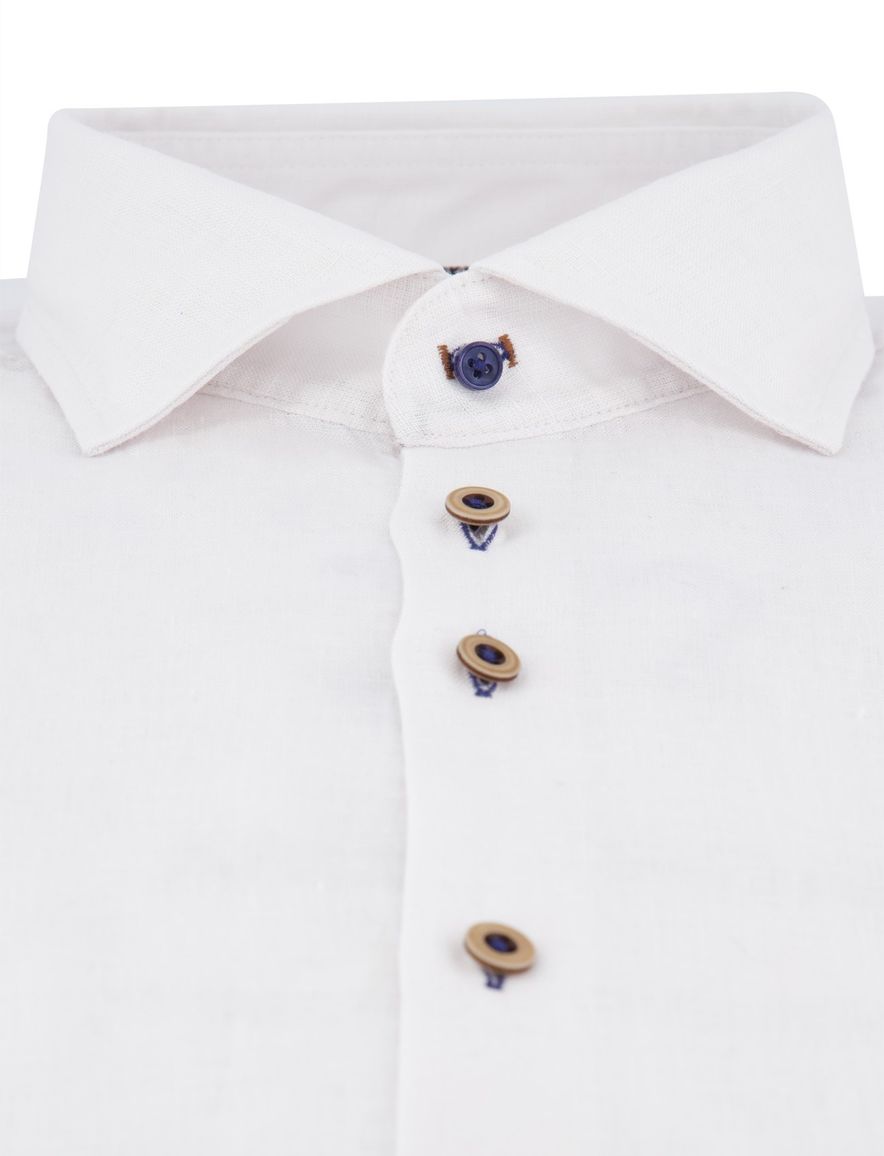 R2 overhemd wit effen normale fit linnen