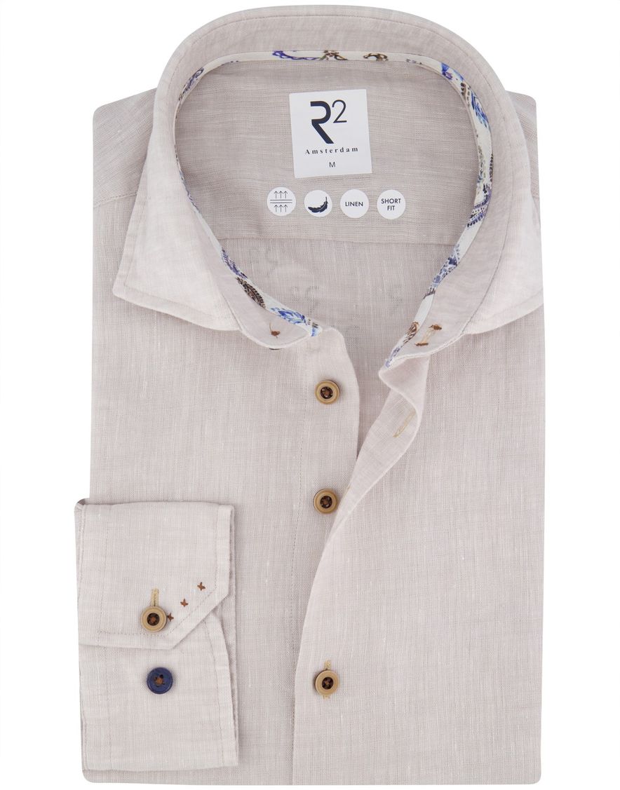 R2 Amsterdam overhemd beige lange mouw