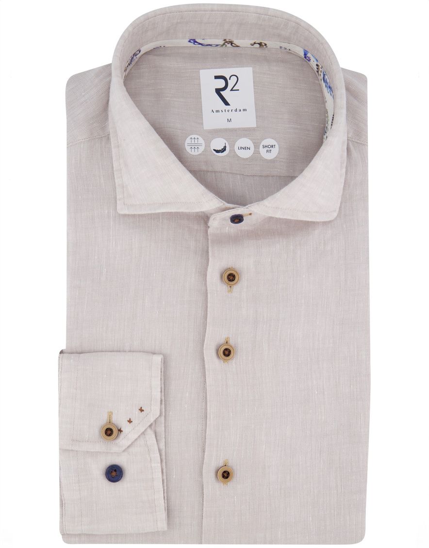 R2 Amsterdam overhemd beige lange mouw