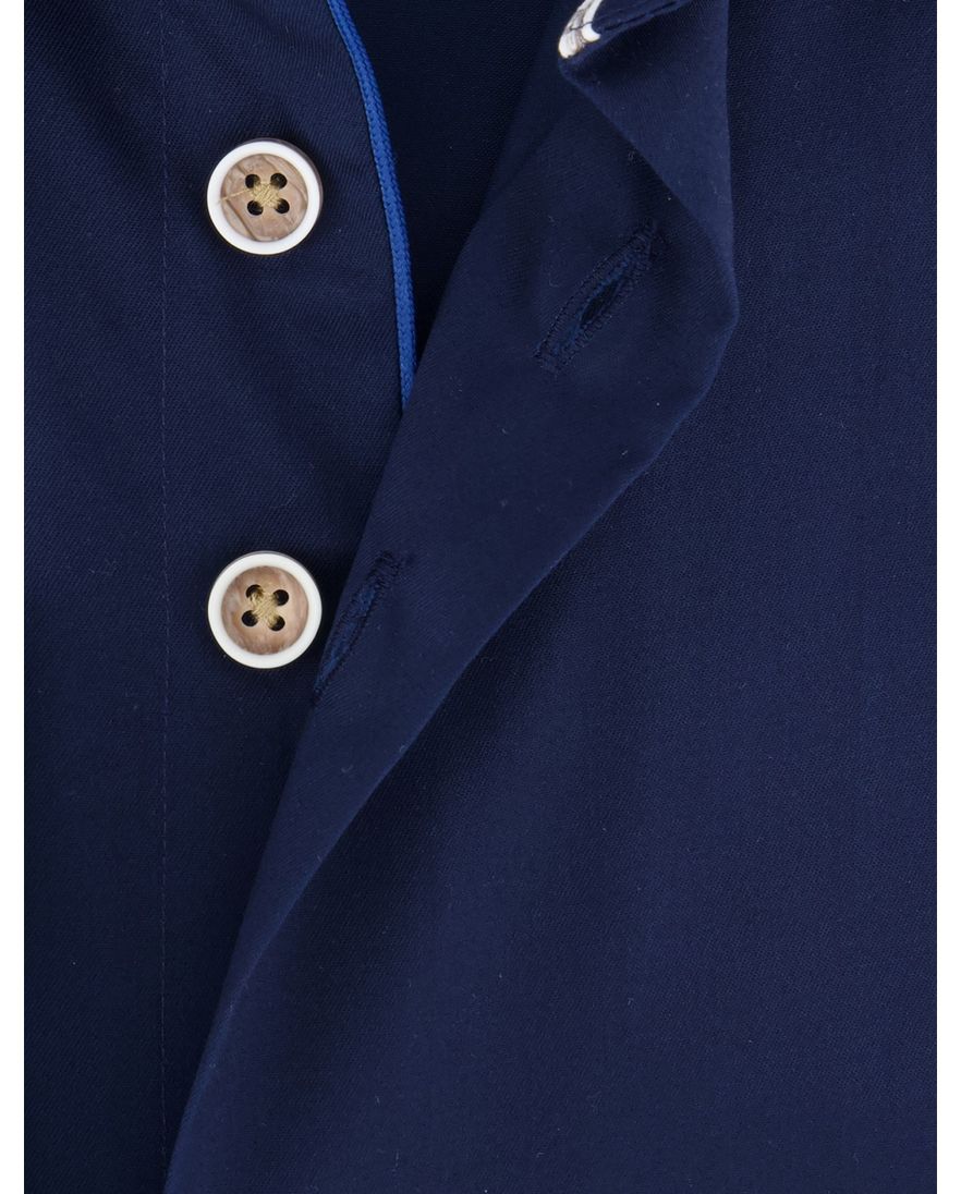 R2 overhemd donkerblauw katoen wide spread effen