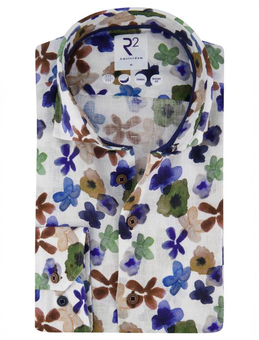 R2 overhemd geprint met bloemen