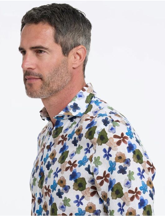 R2 overhemd geprint met bloemen