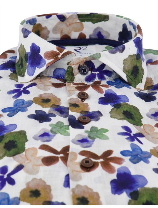 R2 overhemd geprint met bloemen