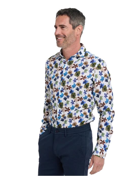 R2 overhemd geprint met bloemen