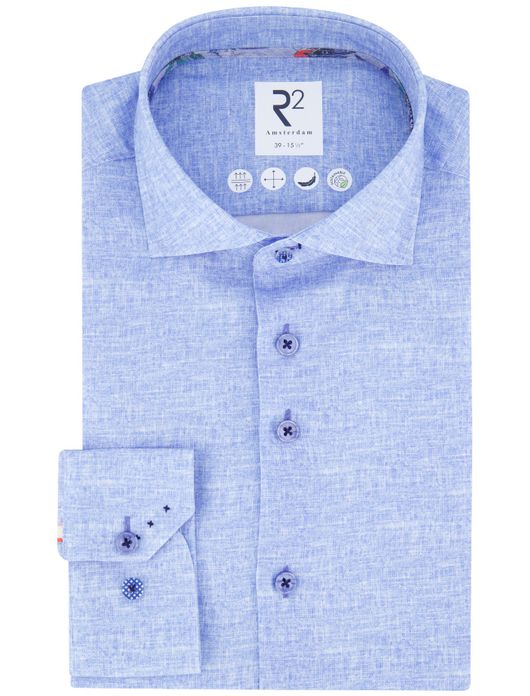 R2 overhemd lichtblauw gemeleerd lyocell