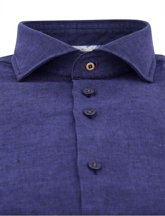 R2 overhemd mouwlengte 7 donkerblauw linnen