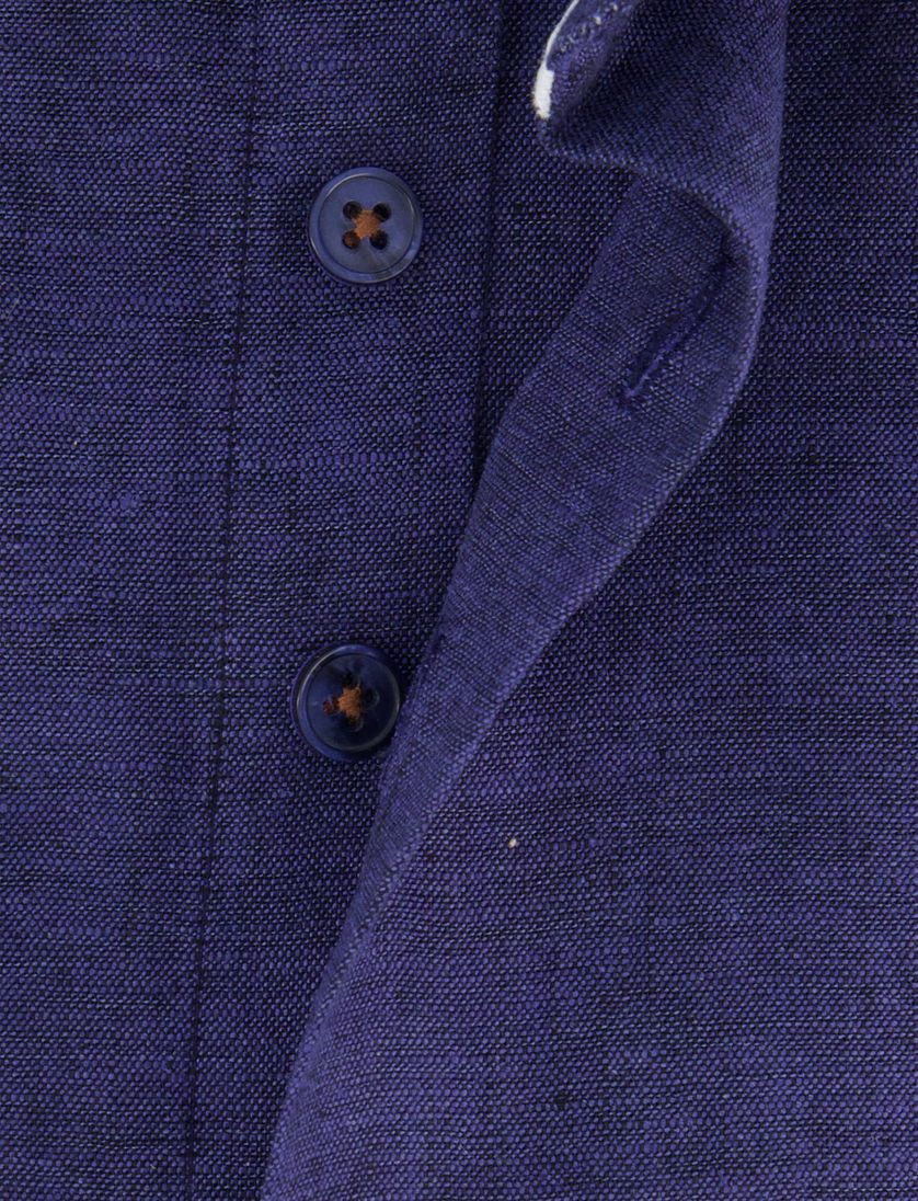 R2 Short Fit overhemd mouwlengte 7 donkerblauw linnen