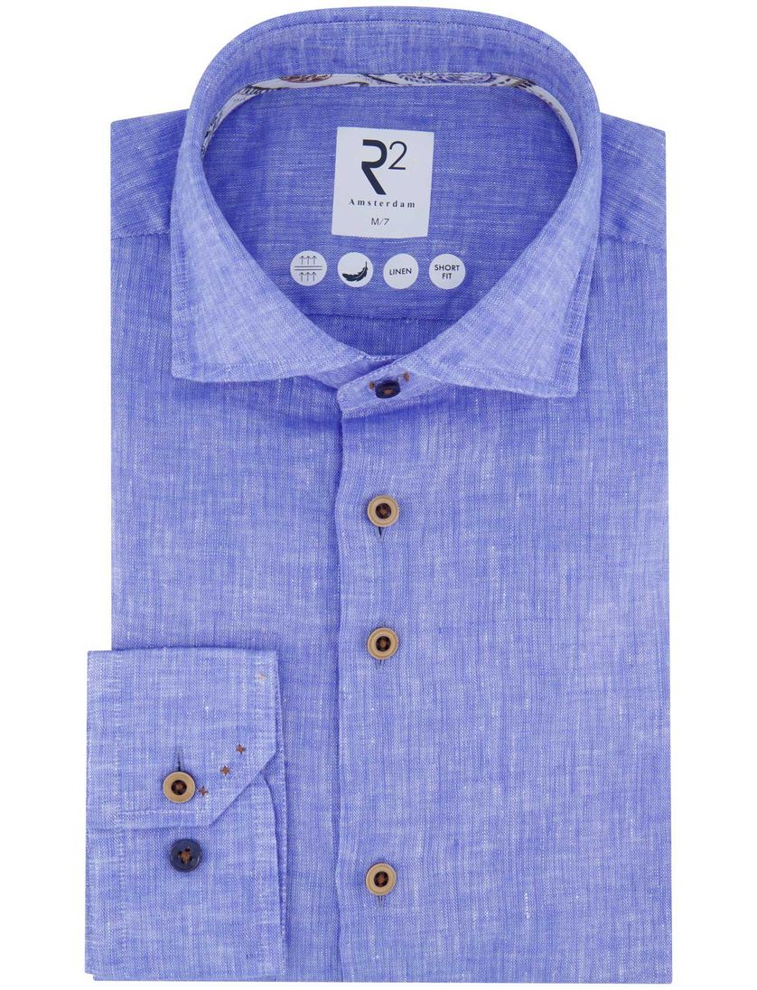 R2 overhemd ml 7 lichtblauw wide spread linnen gemêleerd