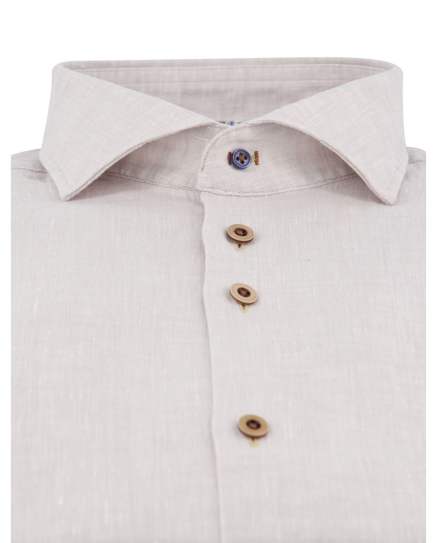 R2 overhemd beige Short Fit linnen mouwlengte 7