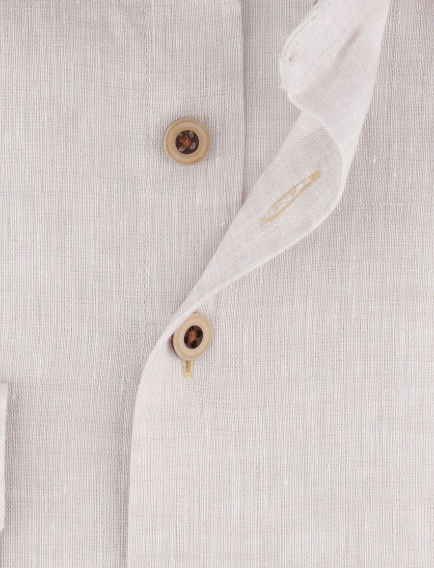 R2 overhemd mouwlengte 7 beige Short Fit linnen