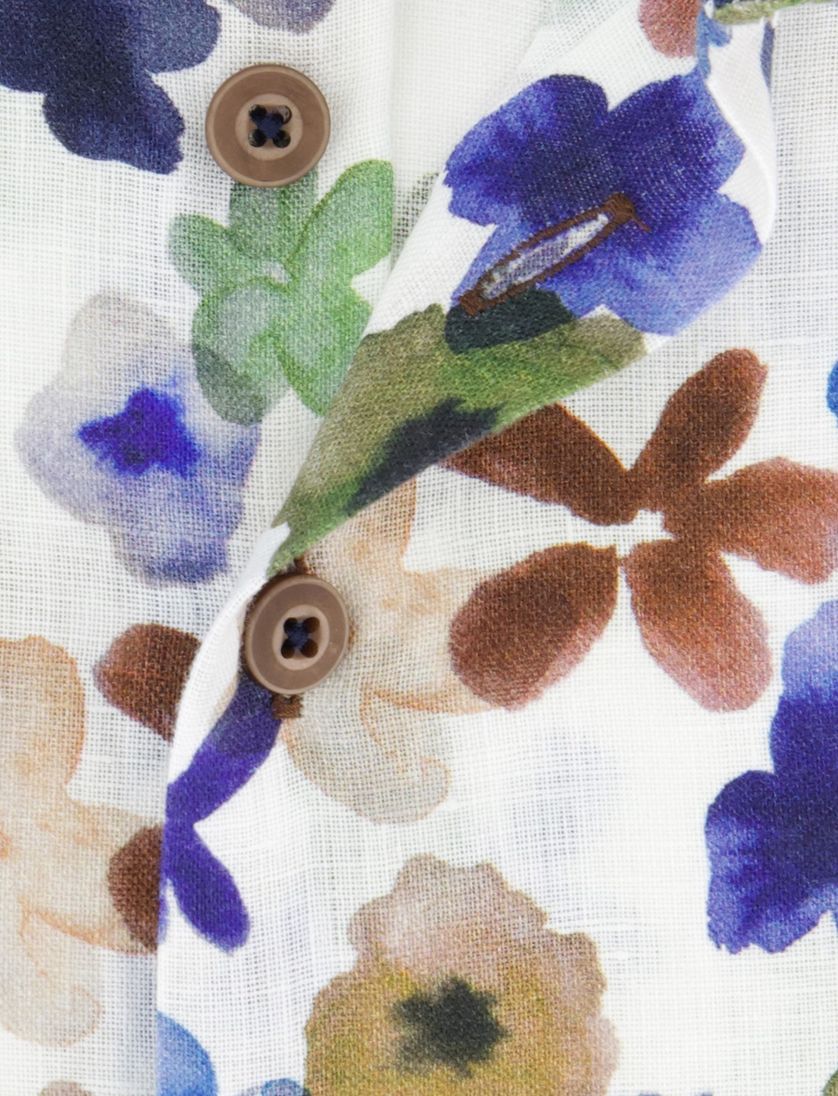 R2 overhemd blauwe bloemen print normale fit