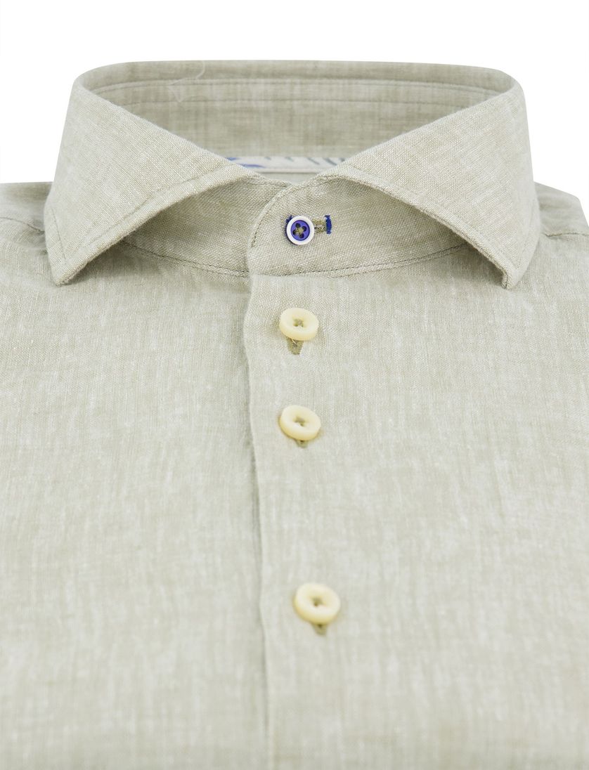 R2 overhemd groen ml7 linnen en katoen normale fit