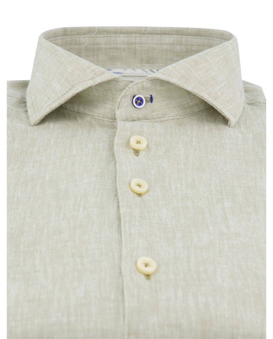 R2 overhemd groen ml7 linnen en katoen normale fit