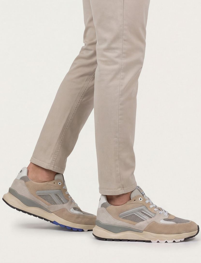 Floris van Bommel sneaker bruin beige leer effen