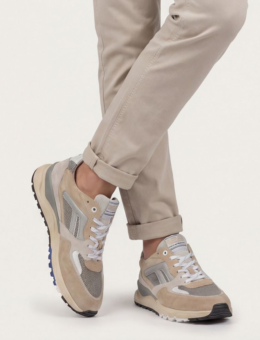 Floris van Bommel sneaker bruin beige leer effen