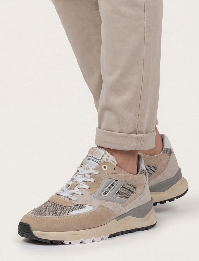 Floris van Bommel sneaker bruin beige leer effen