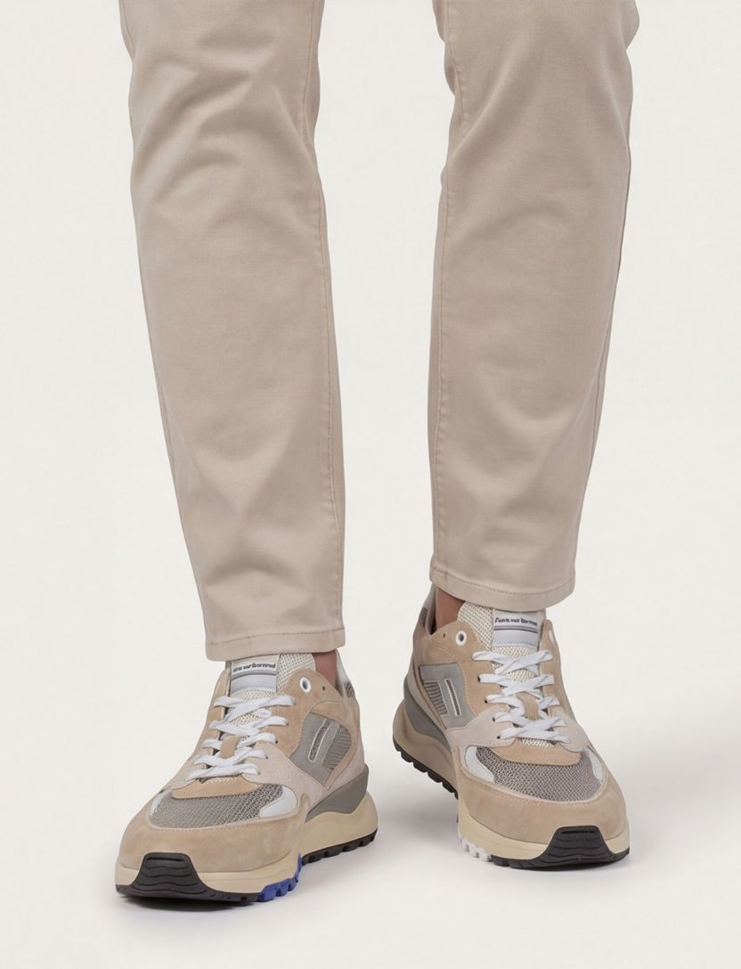 Floris van Bommel sneaker bruin beige leer effen