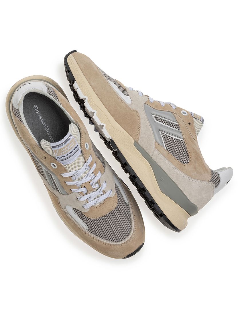 Floris van Bommel sneaker bruin beige leer effen