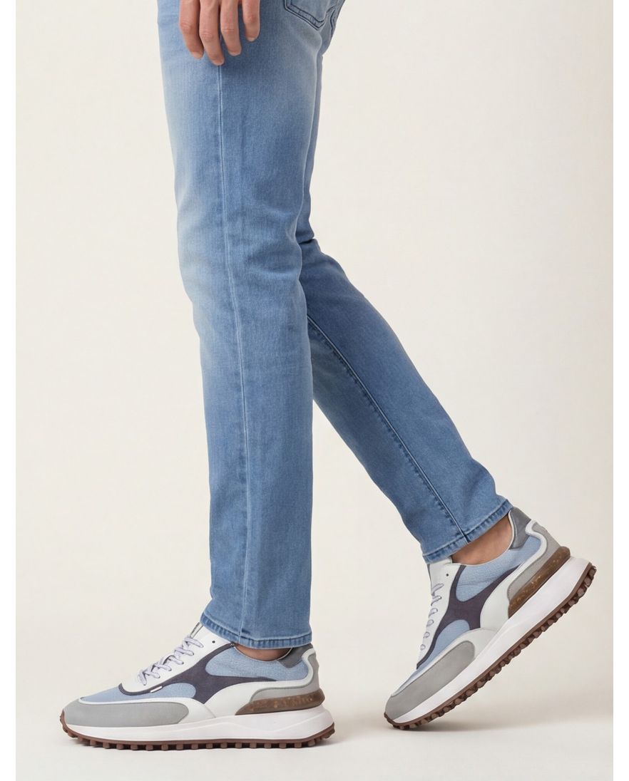 Sneakers Floris van Bommel blauw textiel effen