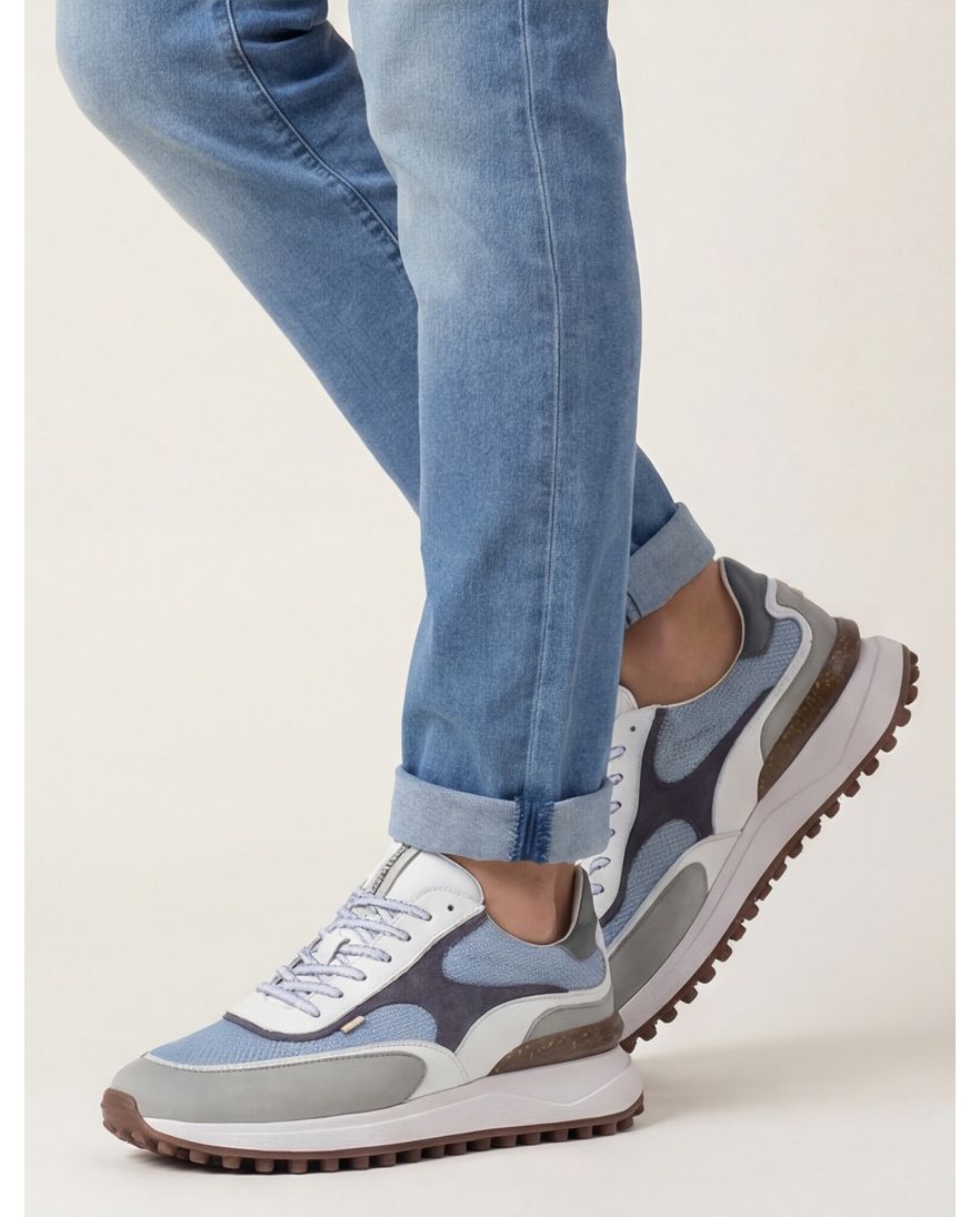 Sneakers Floris van Bommel blauw textiel effen