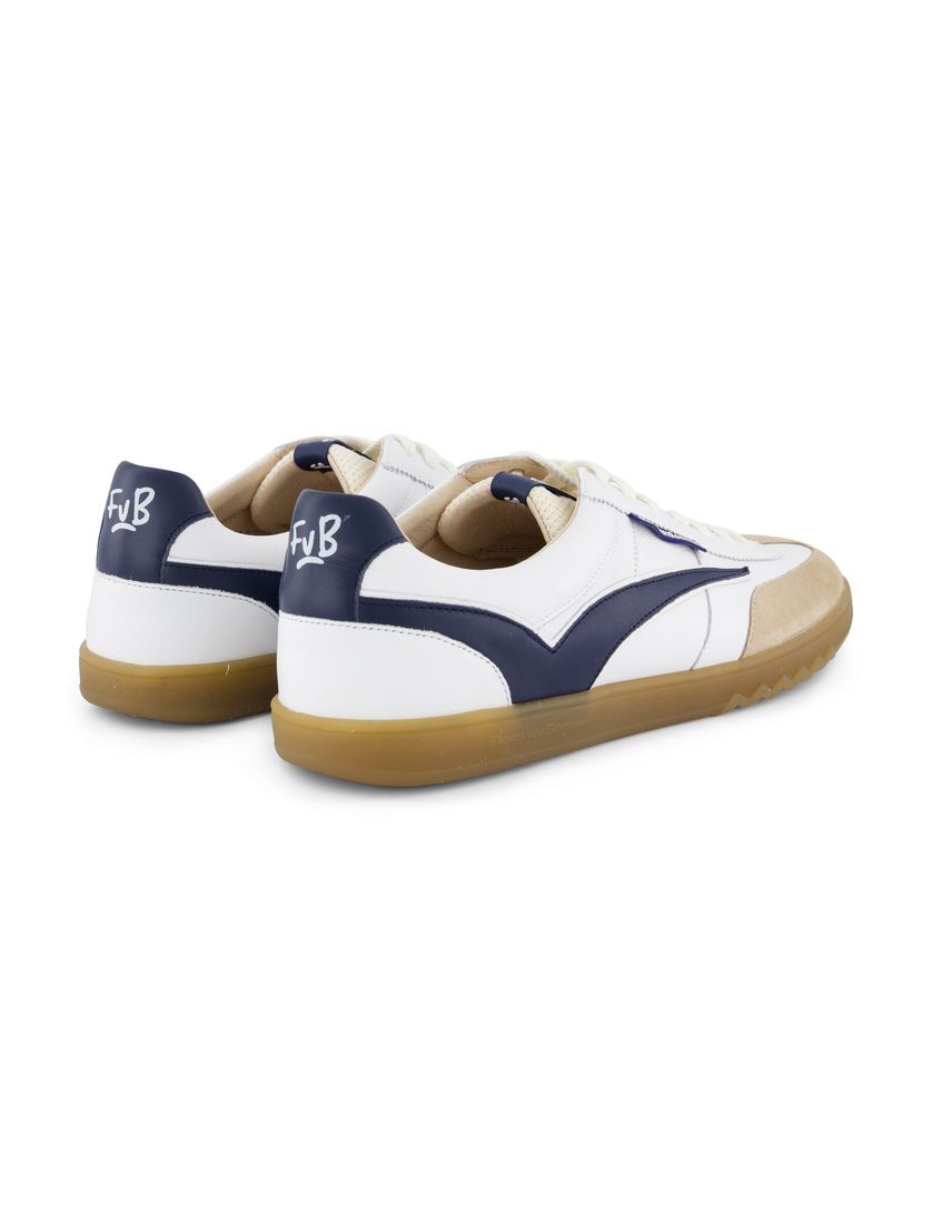 Floris van Bommel sneakers wit donkerblauw beige laag