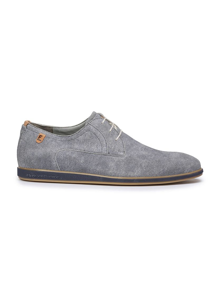 Veterschoenen Floris van Bommel grijze suede en kalfsleer