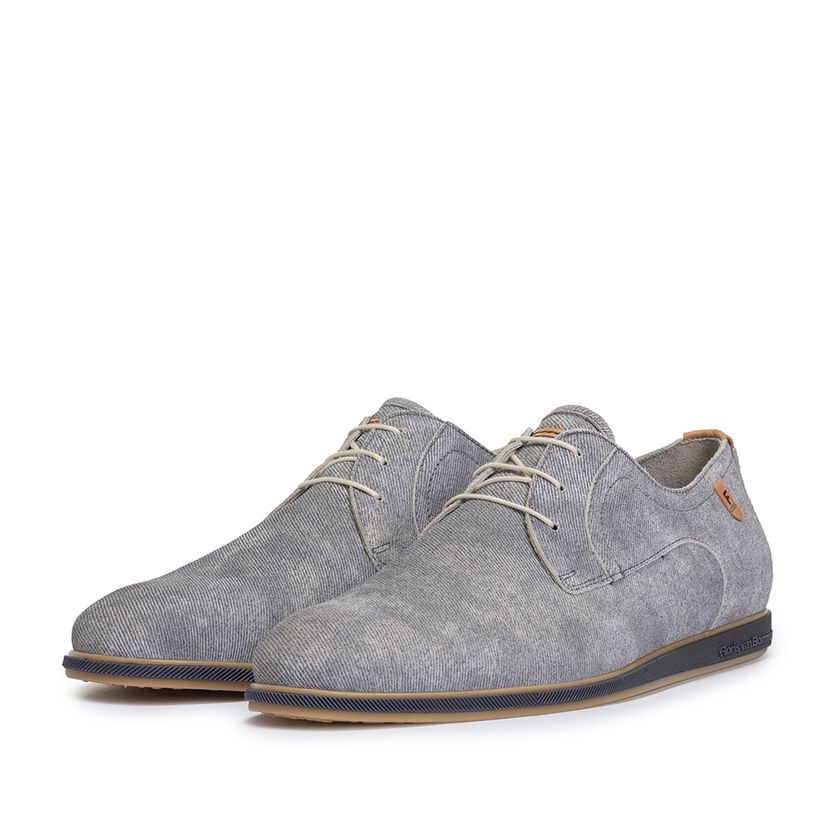 Veterschoenen Floris van Bommel grijze suede en kalfsleer