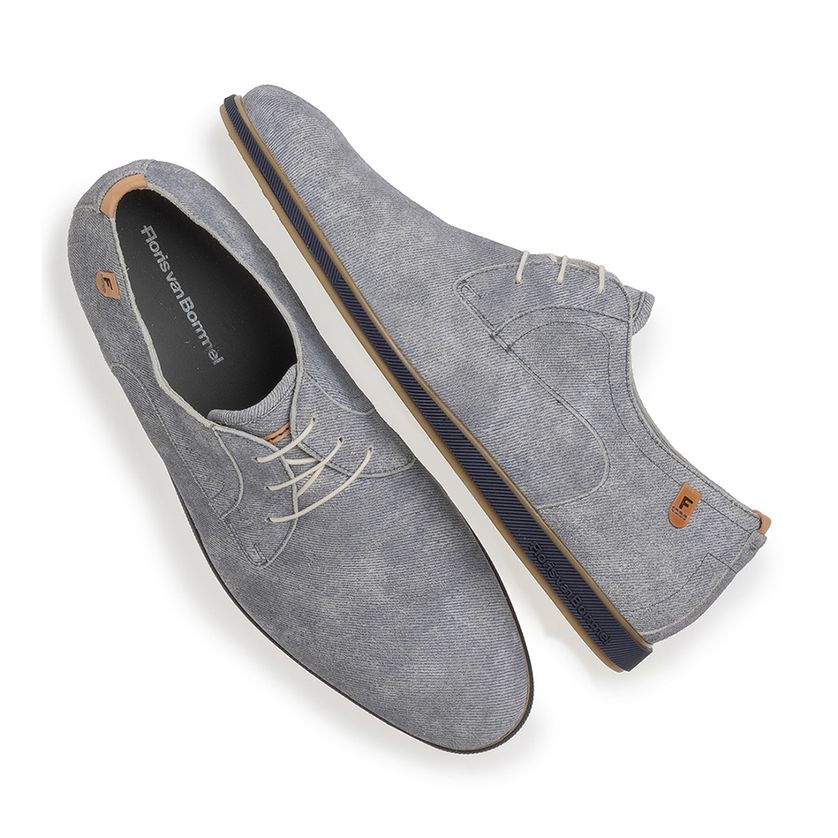 Veterschoenen Floris van Bommel grijze suede en kalfsleer