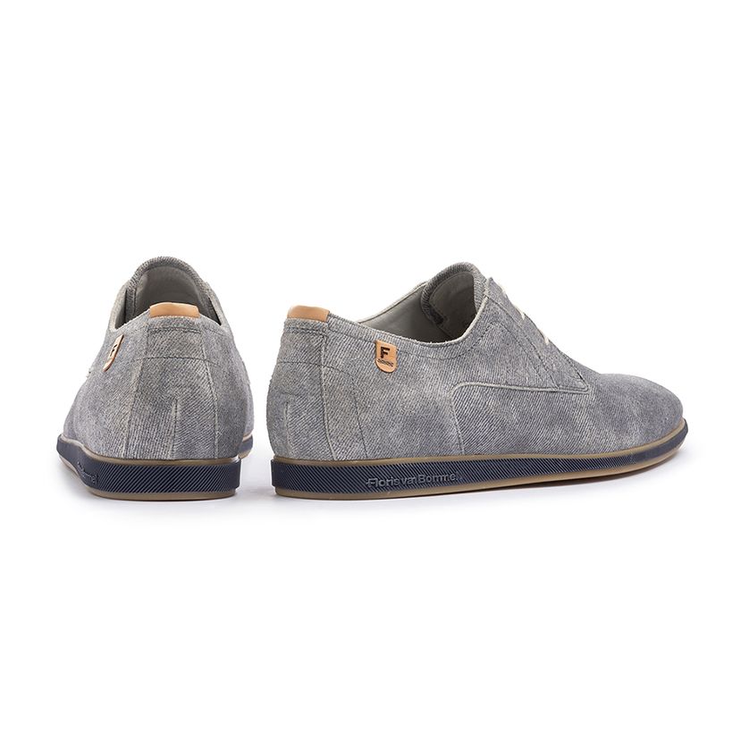 Veterschoenen Floris van Bommel grijze suede en kalfsleer