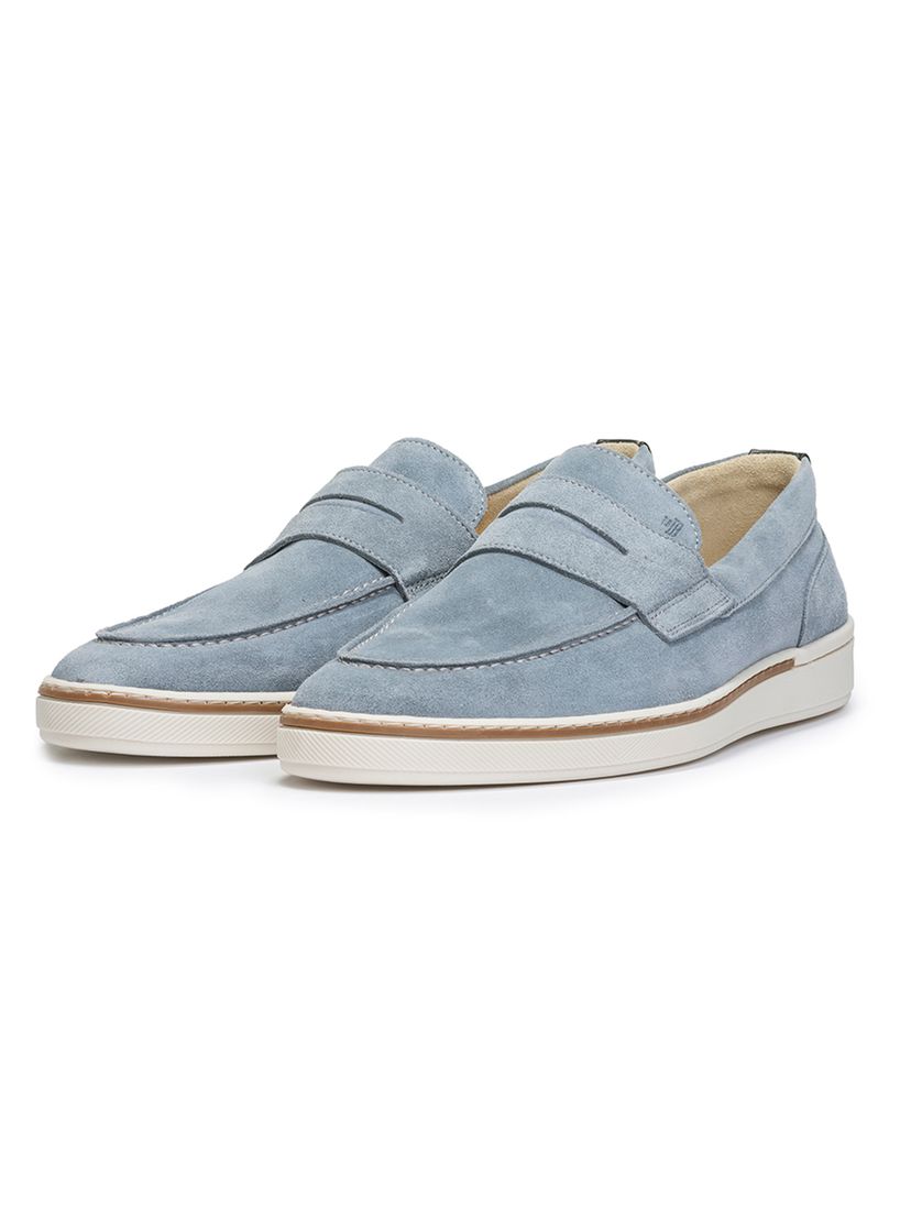 Floris van Bommel loafers blauw effen
