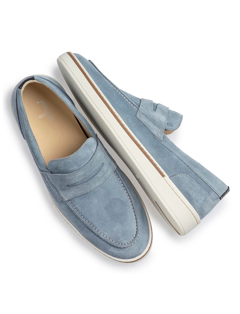 Floris van Bommel loafers blauw effen