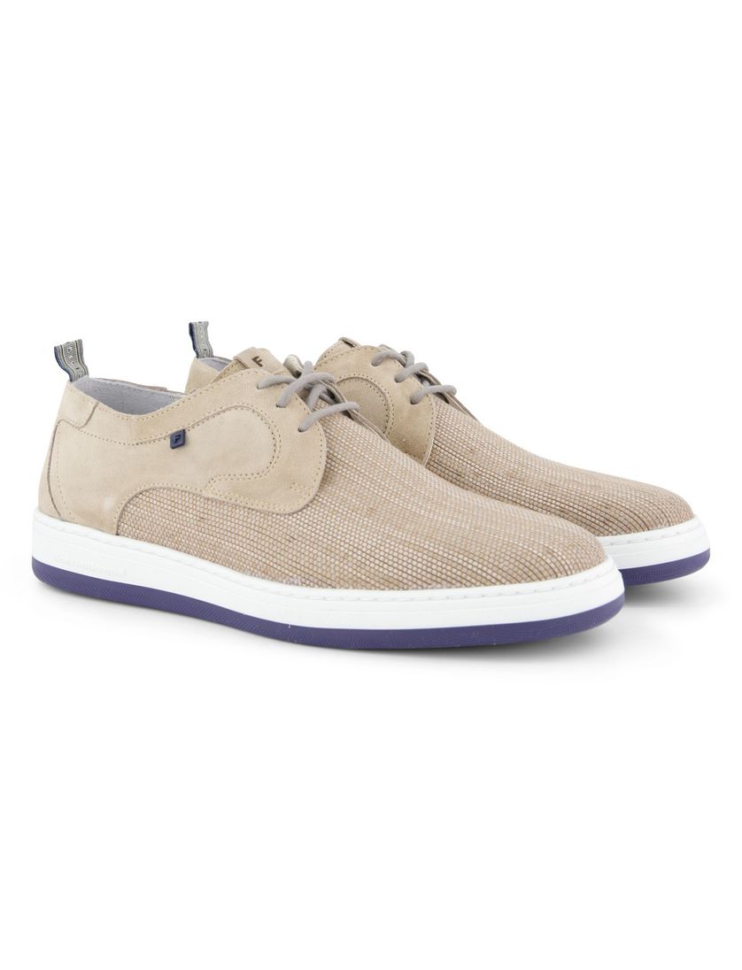 Floris van Bommel sneakers lichtbruin textiel effen