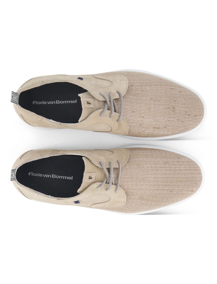Floris van Bommel sneakers lichtbruin textiel effen