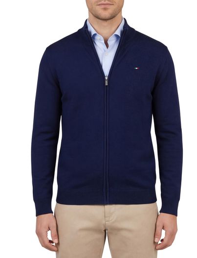 Portofino Portofino vest donkerblauw katoen met boord