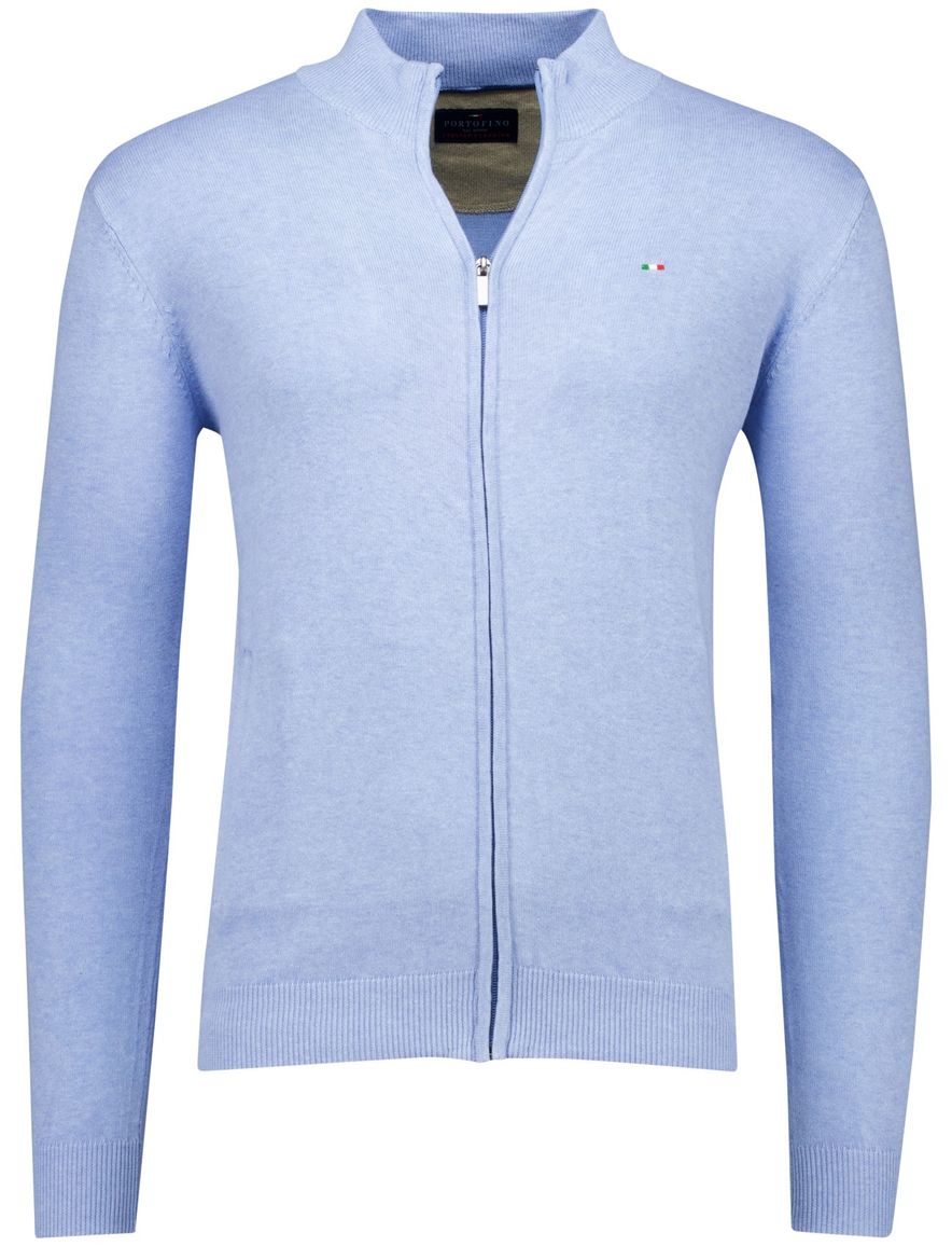 Portofino vest effen lichtblauw katoen normale fit