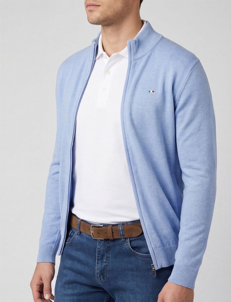 Portofino vest effen lichtblauw katoen normale fit