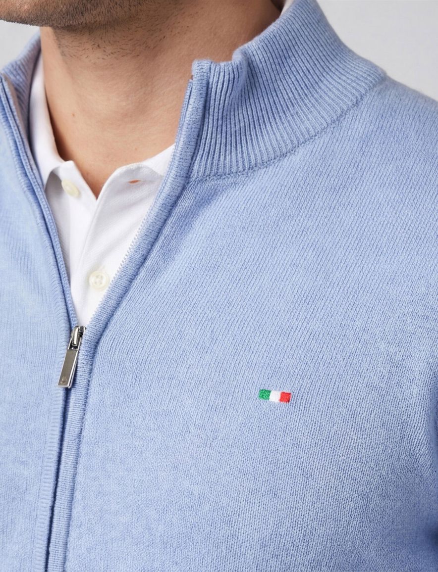 Portofino vest effen lichtblauw katoen normale fit