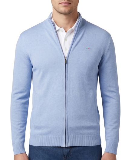 Portofino katoenen Portofino vest lichtblauw effen normale fit