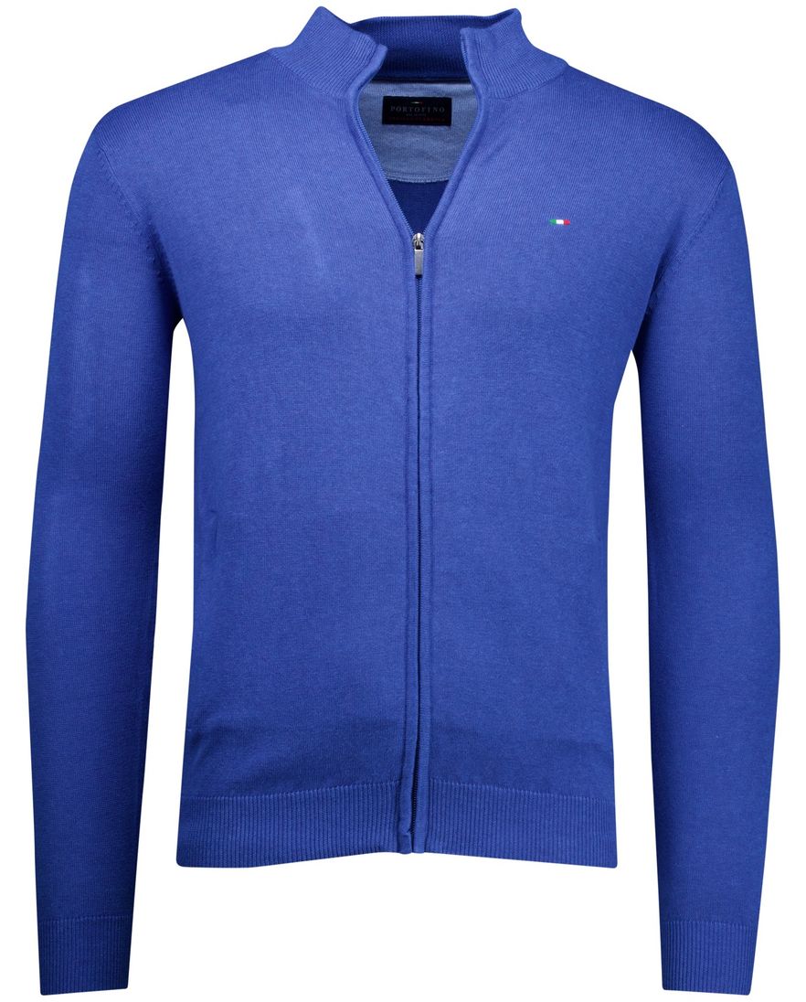 Portofino vest kobaltblauw effen katoen normale fit