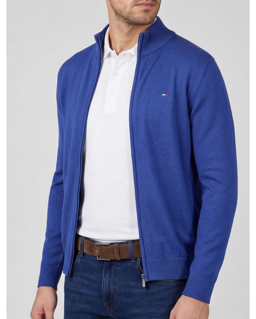 Portofino vest kobaltblauw effen katoen normale fit