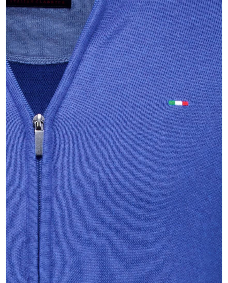 Portofino vest kobaltblauw effen katoen normale fit