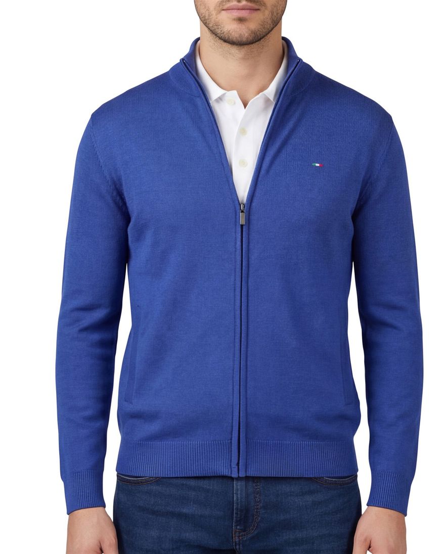 Portofino vest kobaltblauw effen katoen normale fit