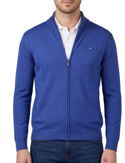 Portofino Portofino vest kobaltblauw katoen hoge hals